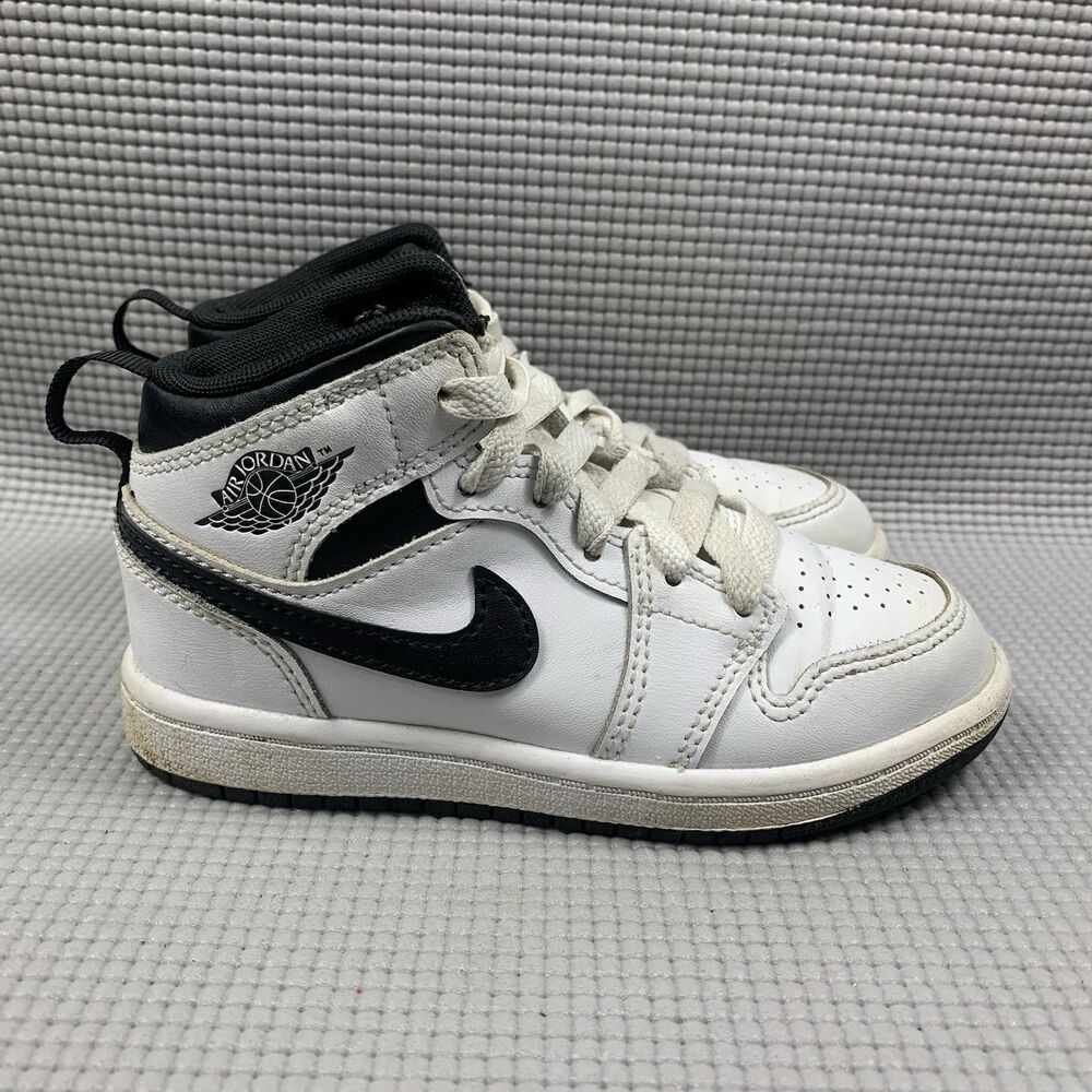 Nike Air Jordan 1 Mid Athletic Shoes "White/Black" DQ8424-132 Size 11 C - Picture 3 of 8